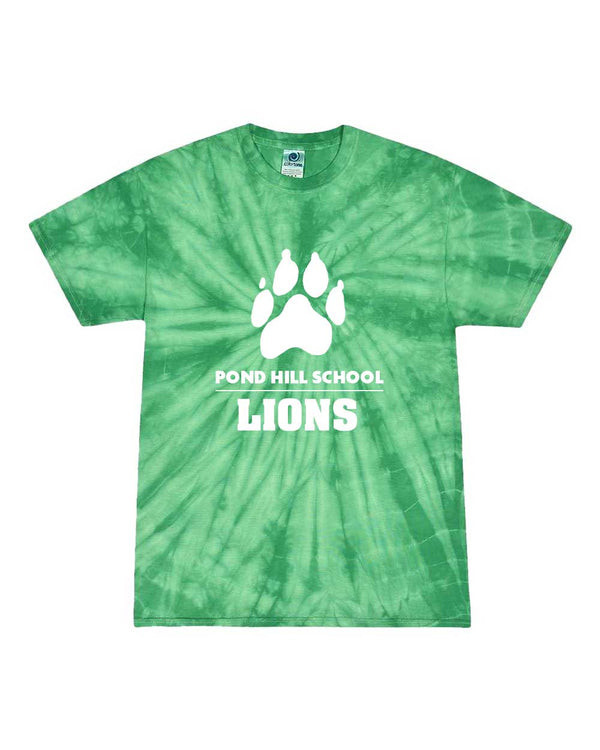 Pond Hill Elementary School Paw Logo Adult  Tie-Dyed T-Shirt