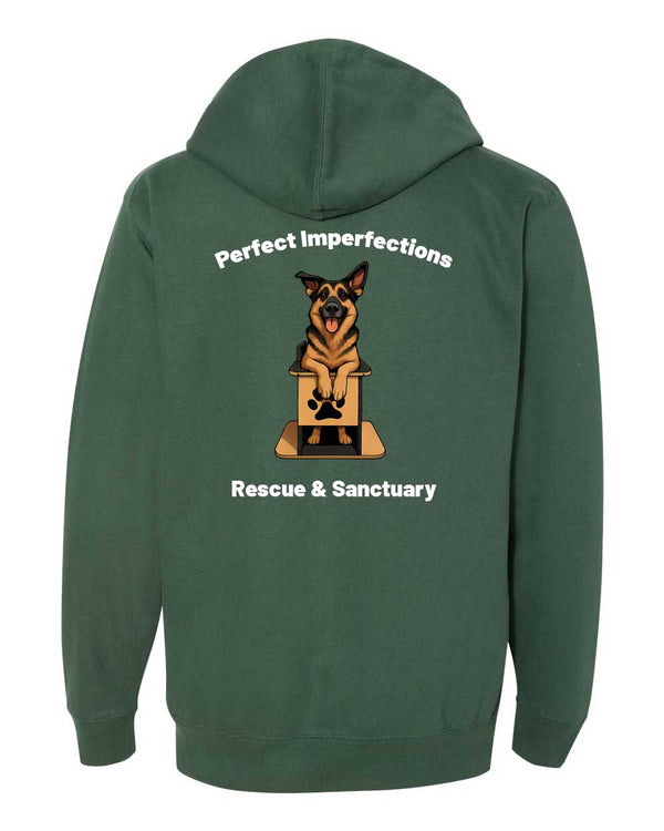 Perfect Imperfections Rescue & Sanctuary Shephard Unisex Zip Up Hooded Sweatshirt