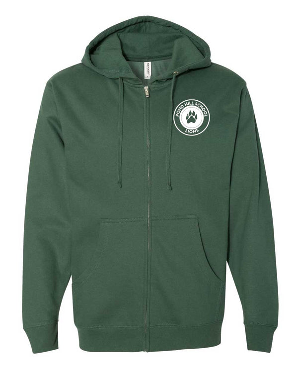 Pond Hill Elementary School Circle Logo Adult Zip-Up Hooded Sweatshirt